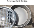 Round Stainless Steel Trash Can with Grid Ashtray Outdoor Dustbins Hotel Recycling Compost Bins Location Paper Storage Bins. 