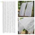 White Lace Floral Net Curtains Voile Curtains for Study Room Yard Decorative 150cmx100cm. 