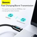 Baseus USB Type C to Type C Cable with LED Display,  PD 100W Nylon Braided USB C to USB C Cable for Samsung/Huawei/Tabs/Laptops. 