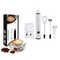 Rechargeable Milk Frother Handheld Electric Foam Maker ,3 Speed Adjustable Mini Blender for Bulletproof Coffee, White. 