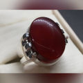 Mens Yemeni Deep Brown Aqeeq Ring Sterling Silver 925 Brown Onyx Ring Brown Carnelian Ring Hakik Ring Shifat al Abad Aqiq Ring Agate Ring Chandi Ring Yemeni Akik Ring Original Gemstone Ring For Men. 