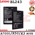 Lenovo BL243 Battery Replacement For Lenovo K3 Note , K50 , A7000 Battery with 2900mAh Capacity_Black. 