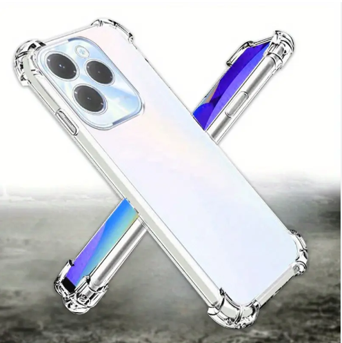 Infinix Hot 40 Transparent Four Corner Soft Silicone Back Cover Clear Case.