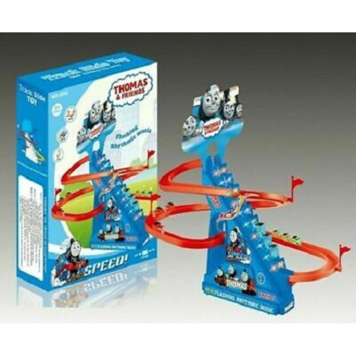 Thomas and Friends Track Train Climbing Stairs Set Thomas Train LED Light Music Rail Kids Train Set Climbing Ladder & Glide ON Track Train