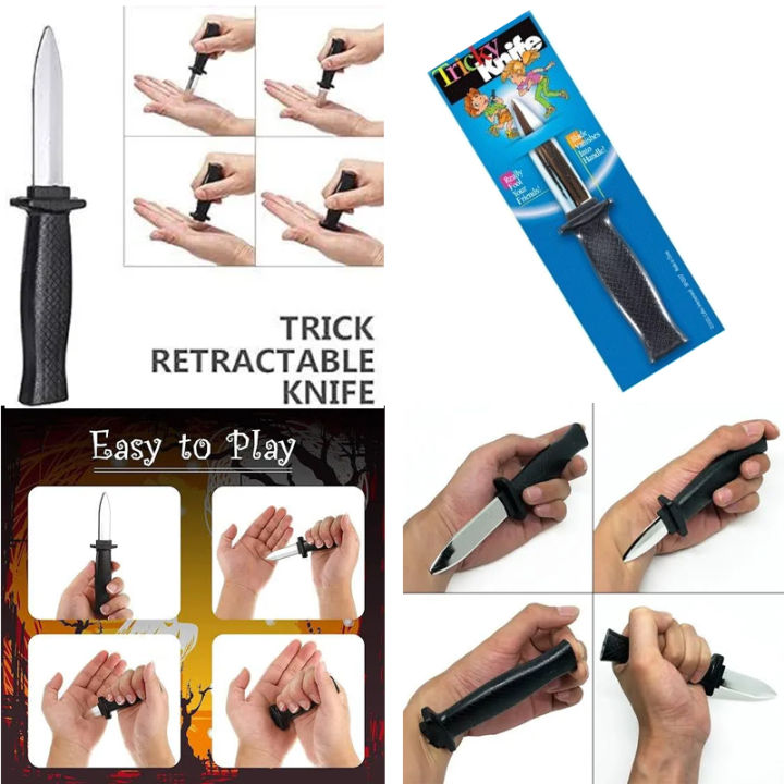 Fake prank Trick Plastic Fake Spring Retractable Knife - Knife Set toy for Kids and Adults
