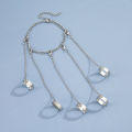 Punk Geometric Silver Color Chain Wrist Bracelet For Women Men Finger Ring Set Fashion Jewelry Gifts Pulsera Mujer. 