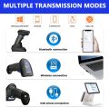 CW888 Bluetooth & Wireless 2D Barcode Scanner Handheld QR Code Scanner USB Wired 1D Barcode Reader 3 in 1 with Charging Base use for Store,Supermarket. 
