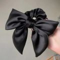 Elegant Bow Ribbon Hair Band Women Hair Tie Girls Solid Satin Bowknot Scrunchies Ponytail Large Rubber Bands Hair Accessories. 