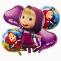 Masha And The Bear Foil Balloons Set - 28 inch - Masha And The Bear Birthday Theme - Pink - Girls - Pack Of 5 Masha And The Bear Balloons. 
