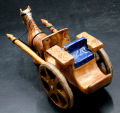 Hand carved wooden horse cart  for decoration brown. 