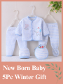 Imported New Born Baby Clothes - Winter Newborn Baby Dress Set | New Born Garam Clothes | 5Pcs Winter Suit for Boys Children | Newborn Baby Starter Set Fleece - 0-6 Months 5PCS Set Spring Fall Newborn Outfits. 