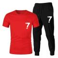 Summer Attire Cr7 Printed T Shirt And Logo Matching Trouser Export Quality For Men. 