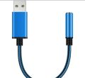 USB to 3.5mm Headphone Jack Audio Adapter,External Stereo Sound Card for PC, Laptop,for ,for Etc (0.6 Feet,Blue). 