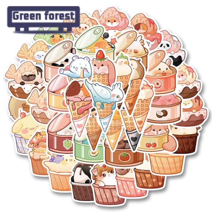Green forest Cartoon Stickers Waterproof Scrapbook Skateboard Laptop ...