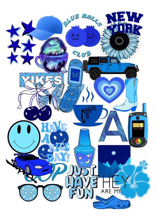 Blue Pc Sticker Blue aesthetic stickers for laptop, mobile back, notebook, water ...