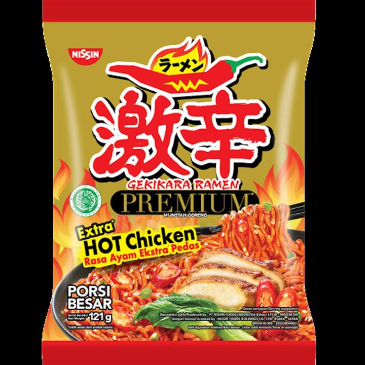 NISSIN MIE Instant Gekikara Ramen Noodle, Halal Certified, Spicy Stir-Fried Extra Hot Chicken Flavor, 120gm