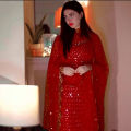 Dinero Outlet 2 Piece Unstitched Chiffon Suit with Embroidered Shirt and Dupatta - Multi Color, Heavy Sequence and Cutwork. 