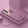 LECOMES for Tecno Spark 8C Back Cover with Lanyard Luxury 6D Plating Maple Leaf Side Pattern Case Soft Silicone Square Mobile Phone Cases Pouch. 