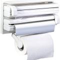 3 In 1 Kitchen Triple Paper Roll Dispenser & Holder For Tissue Paper Roll, Aluminum Foil And Plastic Wrapping Film/Cling Film. 