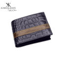 Genuine Leather Men's Purse Wallet For Men BiFold [ Compact Size ] Crocodile Embossed Wallet Clasp. 