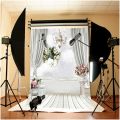 5x7FT White Curtain Backdrop Studio Flower Floor Background. 