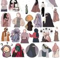 Pack of 30 Hijab  Stickers for Girls  Stickers - Fashion Hijab  Sticker For Laptop & Mobile Sticker 2 Inch x 2 Inch each sticker size. 