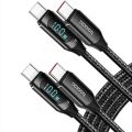 TOOCKI 100PD + QC USB C to USB C Cable 1m Type C Charger Fast Charging Cable 5A PD 100w USB C Cable with LED Display, 480Mbps Data Nylon Braided USB C Cable for iPhone 15 Pro Max Galaxy S23 iPad Pro. 