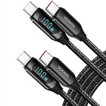 TOOCKI 100PD + QC USB C to USB C Cable 1m Type C Charger Fast Charging Cable 5A PD 100w USB C Cable with LED Display, 480Mbps Data Nylon Braided USB C Cable for iPhone 15 Pro Max Galaxy S23 iPad Pro