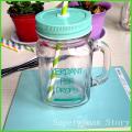 Mason Jar Mug Multicolor With Straw and Lid. 