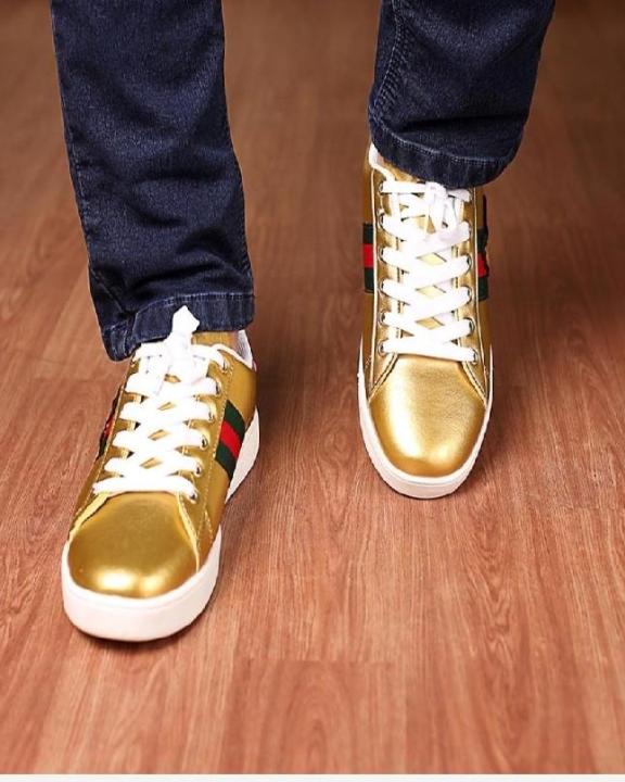 Stylish Golden Lifestyle Fashion Sneakers