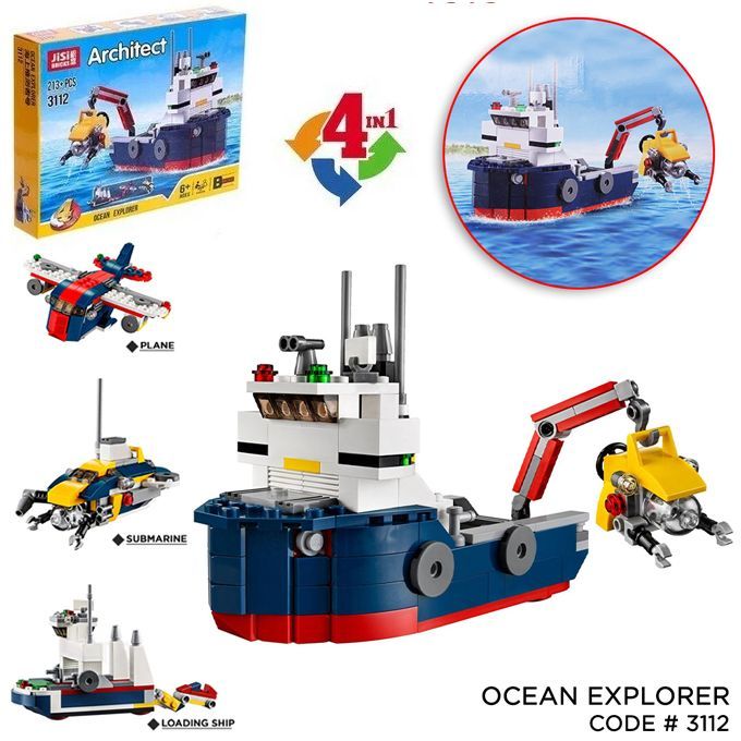 Decool%20Architect%20Ocean%20Explorer%20&%20Detection%20Ship%20-%20Submarine%20Aircraft%204%20In%201%20Building%20Block%20&%20Bricks%20-%20213%20Pcs%20-%203112%20-%20Image%203