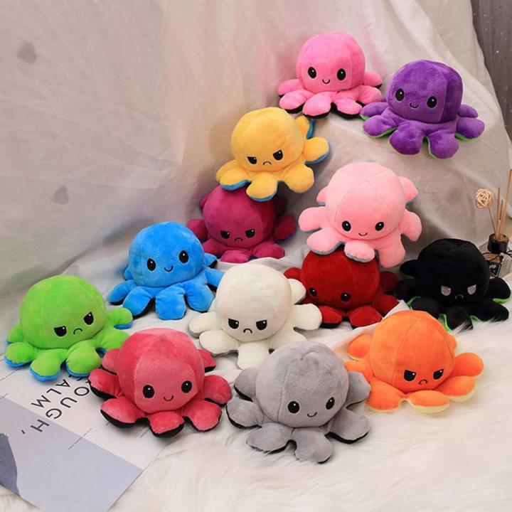 Reversible Octupus Soft Plush Toy Happy and Sad Mood