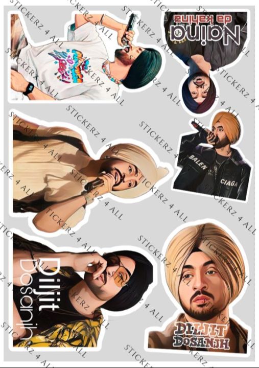 DILJIT DOSANJH uncut sticker sheet A6 size based on indian singer rapper rap gangster musician spotify punjabi aesthetic viral trendy journalling