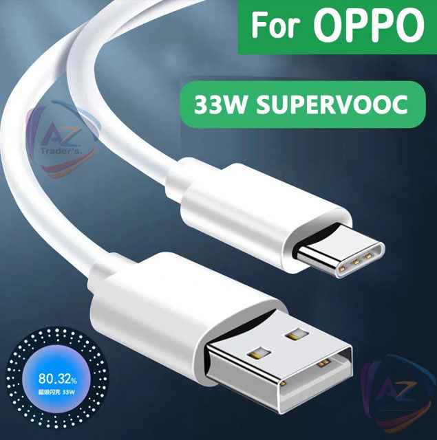 Oppo 33W Supervooc 33 Watt original Fast Charger Cable For OPPO A96 A76 F19 F19 Pro Find N X K9X R11 R17 Reno 7 se 6 Pro With 1M USB Type-C Cable
