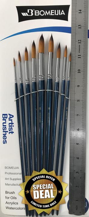 brushes pack of 10 long handle round tip Professional Range: