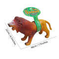 Soft Rubber Animal Lion Unbreakable Action Figure Toy Set With Sound Collatable Toy - Size About 17 Inches - Assorted Color. 