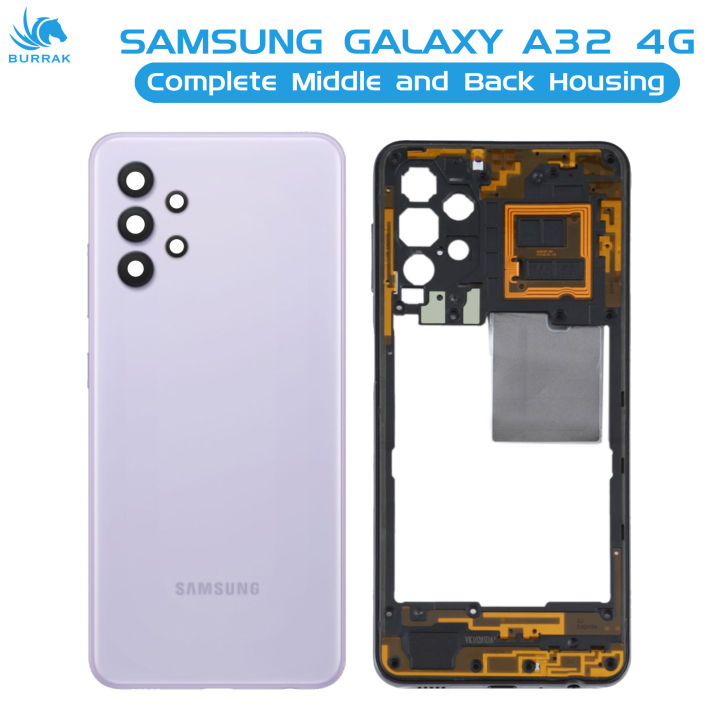 Samsung%20Galaxy%20A32%20Housing%20Middle%20Frame%20With%20Side%20Button%20and%20Camera%20Lens%20Body%20Casing%20Replacement%20For%20Galaxy%20A32%20-%20Purple%20-%20Image%202