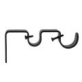 3Pcs/Set Curtain Rod Brackets Heavy Duty Double Rod Holders Durable Metal Curtain Rod Wall Brackets with Screw Black. 