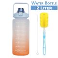 2000ml Motivational Water Bottle With Straw, 2L Gradient Color Drinking Water Bottle For Girls And Female Gym With Handle, Portable WaterBottle For School, Fitness, Outdoor Sports, BPA Free Grade Plastic Leak Proof Travel Water Bottles For Girls And Boys. 