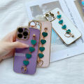 DEL for Samsung Galaxy M33 5G Back Cover with 3D Love Heart Wristband Chain Fashion Bracelet Shiny Plating Phone Case Soft Silicone Protective Cover. 
