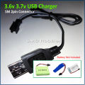 USB Charger for 3.6v 3.7v Battery Pack  with SM Plug NiCD NiMH Li Ion cell. 