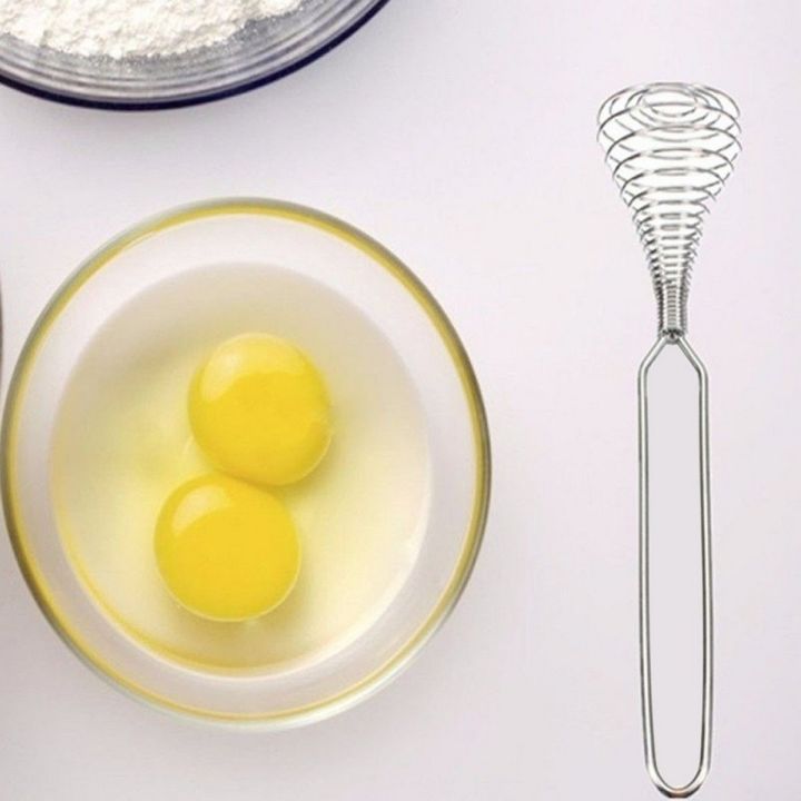 Stainless Steel Wire Coil Spiral Whisk, Stainless Steel Egg Whisker Egg Beater Milk Blender for Blending, Whisking, Beating & Stirring