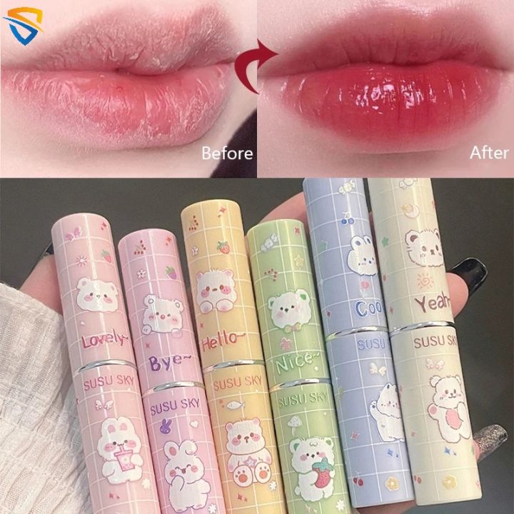 SUSU SKY 6 Colors Beautiful Mirror Watergloss Jelly Lipstick Long-lasting Waterproof Lip Balm Women Girls Non Stick Cup Professional Lip Cosmetic