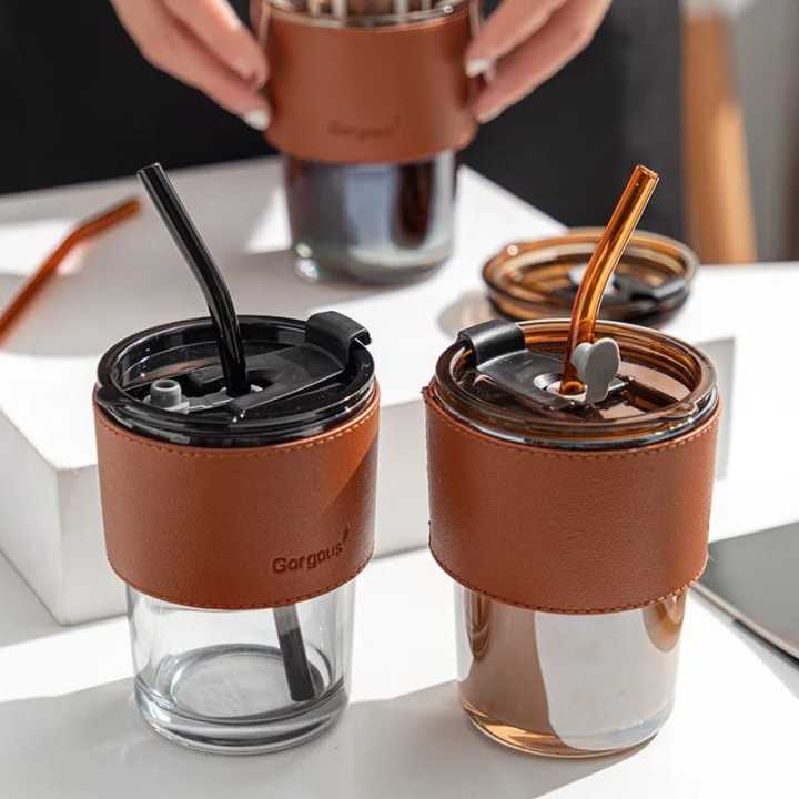 450ml%20Coffee%20Glass%20Mug%20Cups%20with%20Lids%20and%20Straws%20with%20Leather%20Sleeve%20Reusable%20Glass%20Coffee%20Tumbler%20-%20Image%203