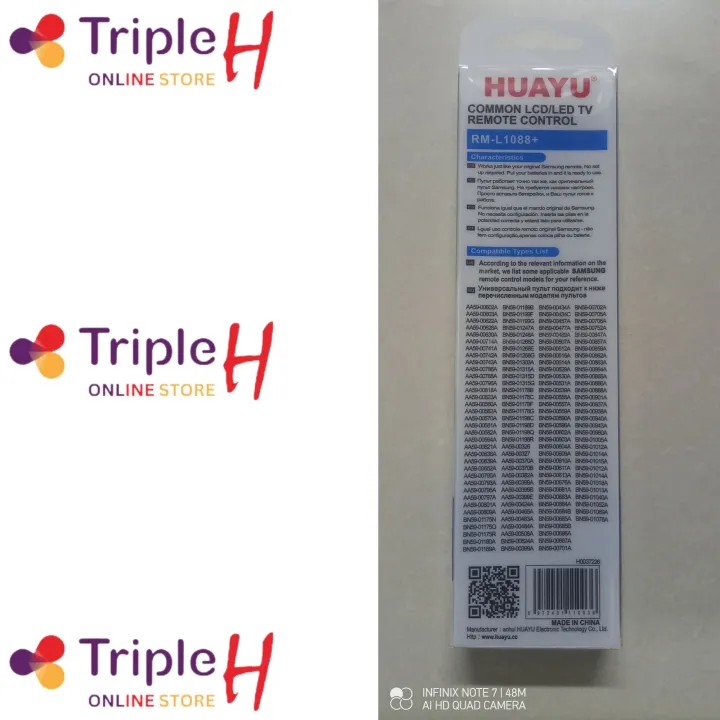 Samsung%20LCD%20Remote%20Control%20Original%20Huayu%20RM-L1088+%20For%20LCD/LED%20TVs%20Samsung%20Universal%20Remote%20Control%20With%203D%20Function%20Directly%20USE%20Without%20Setup%20%7C%20Triple%20H%20-%20Image%206