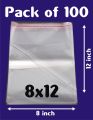 Pack / Bundle of 100 (8 x 12 Inch) Clear Resealable Cloths or Anything Packing/ Poly Transparent Plastic Bags For Storage Self Adhesive Polythene Peel + Seal Bags For Packing / Celo Bag. 