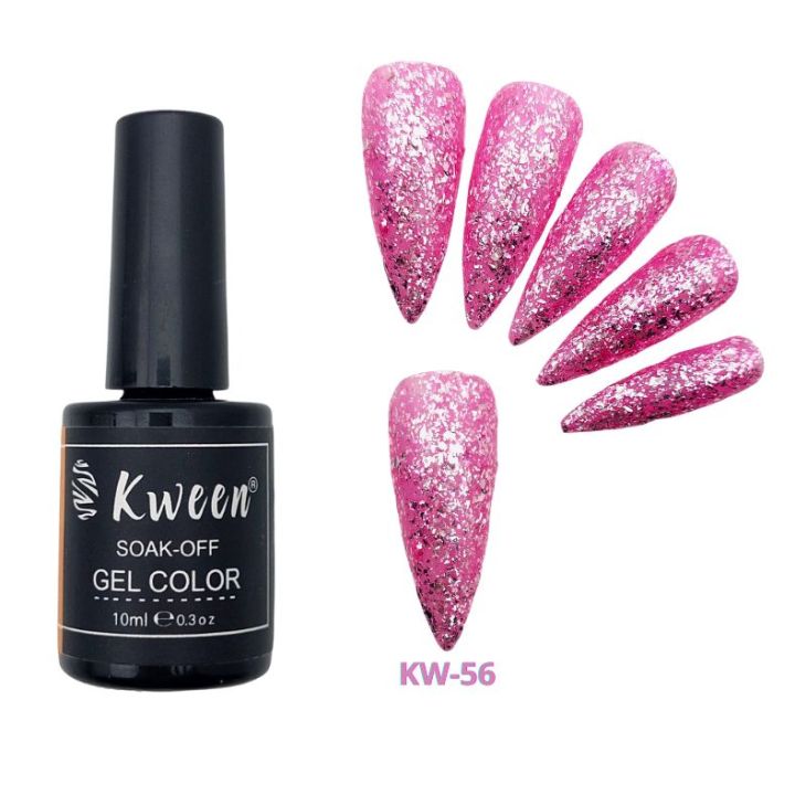 KWEEN%20Pink%20Glitter%20Gel%20Nail%20Polish,%20Silver%20Chunky%20Gel%20Polish%20Soak%20Off%20UV%20LED%20Lacquer%20Gel%20Color%20For%20Manicure%20-%20Image%203