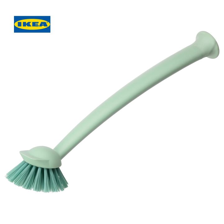 IKEA RINNIG Dish-washing brush, Green brush with suction cup and handle