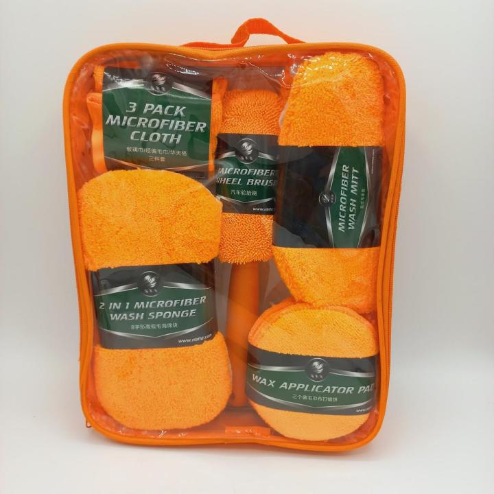 9 in 1  Microfiber Car Cleaning Kit Towel Detailing Car Wheel Brush Waxing Sponge