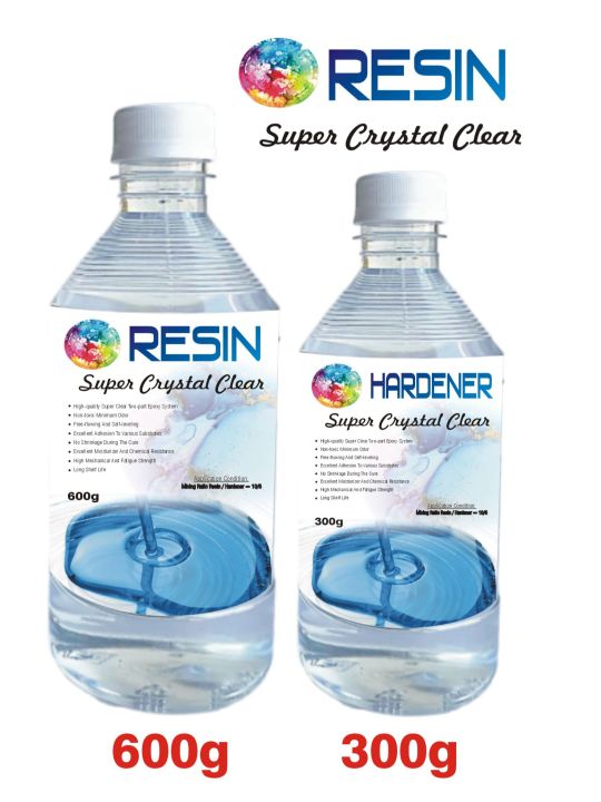 Epoxy Resin Crystal Clear 900 Gram  (Resin 600 Gram & Hradener 300 Gram)